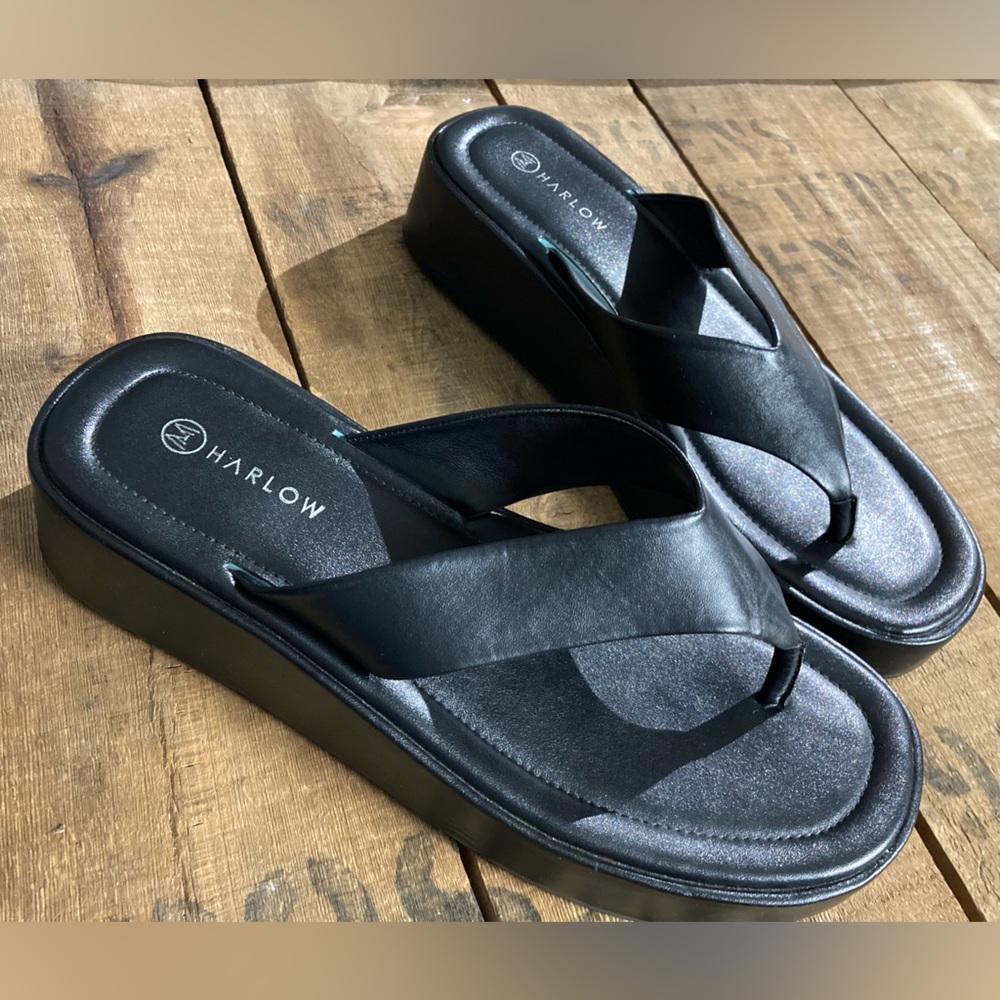 Harlow | River Vegan Wedge Sandals | Black